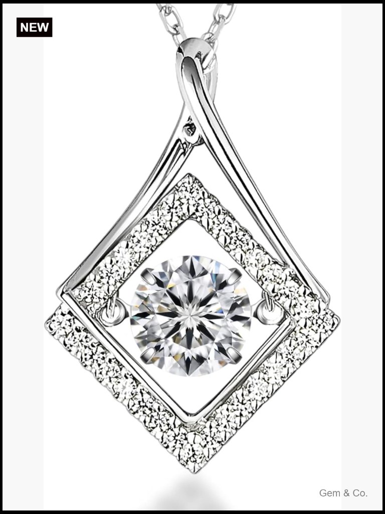 1 Ct Dancing Moissanite Pendant Necklace 925 Sterling Silver 20 Inch